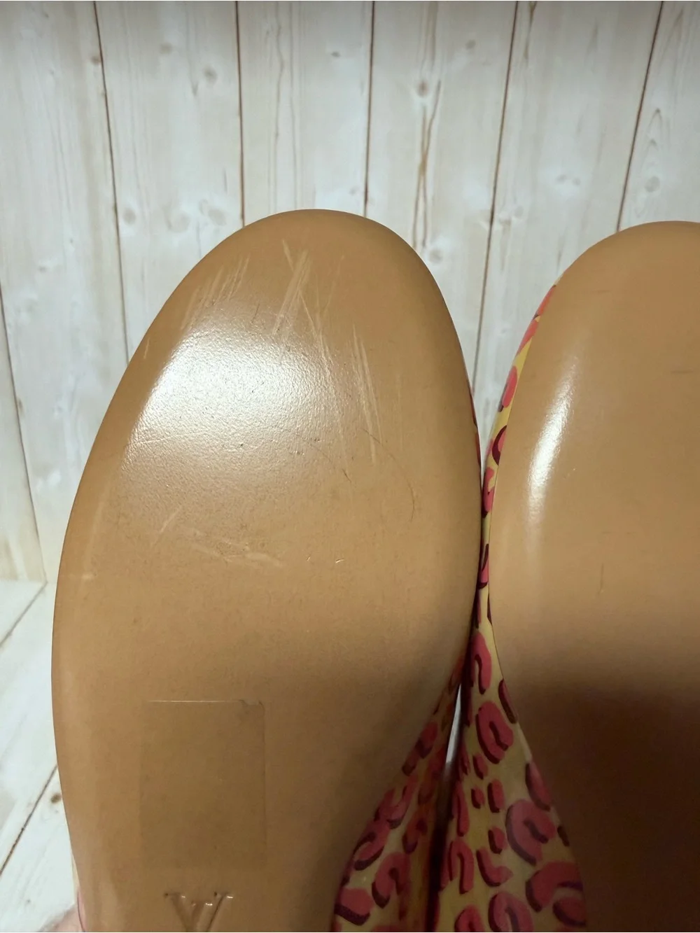 Louis Vuitton Leopard Print Patent Leather Ballet Flat Blanc Corail Sz 39 / 9